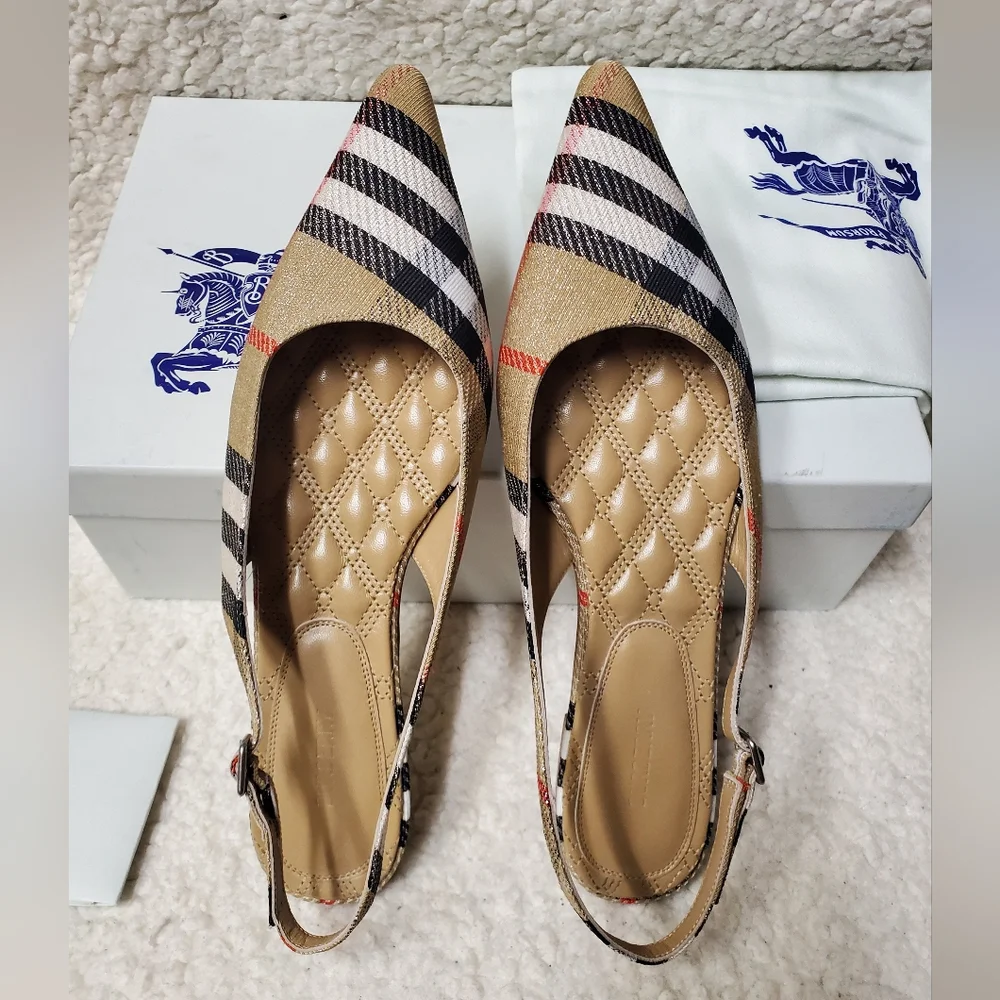 Burberry Birdie Check Slingback Flats - Picture 3 of 11